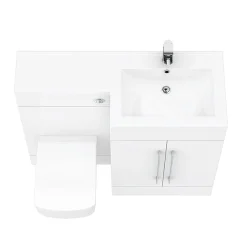 Valencia 1100mm Bathroom Combination Suite Unit With Basin + Square Toilet -Croydex shop val1100s d4