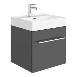Valencia Cloakroom Suite (Gloss Grey Vanity With Polished Chrome Handle + Toilet) -Croydex shop valcsgchd1