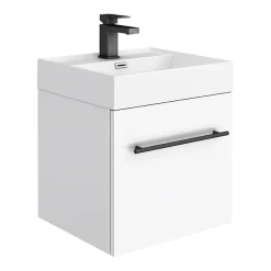 Valencia Cloakroom Suite (Gloss White Vanity With Matt Black Handle + Toilet) -Croydex shop valcswbd1