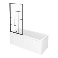 Venice Abstract Matt Black Grid Bath Screen With Square Single Ended Bath -Croydex shop vambgbth d1