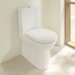 Villeroy & Boch Villeroy And Boch O.novo BTW Close Coupled Toilet (Side/Rear Entry Water Inlet) + Soft Close Seat -Croydex shop vbonbiccwc d1 1