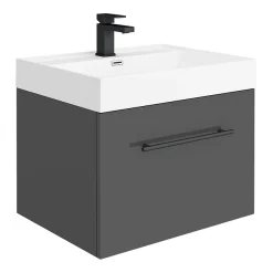 Valencia Bathroom Suite (Toilet, Grey Vanity With Black Handle, L-Shaped Bath + Screen) 10 Valencia Bathroom Suite (Toilet, Grey Vanity With Black Handle, L-Shaped Bath + Screen) -Croydex shop vbsggbl6d1