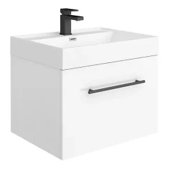 Valencia Bathroom Suite (Toilet, White Vanity With Black Handle, L-Shaped Bath + Screen) 10 Valencia Bathroom Suite (Toilet, White Vanity With Black Handle, L-Shaped Bath + Screen) -Croydex shop vbsgwbl6d1
