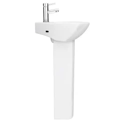 Venice Modern Corner Basin + Pedestal (1 Tap Hole) -Croydex shop vcrnbp d3