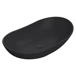 Venice Matt Black Oval Counter Top Basin - 615 X 360mm