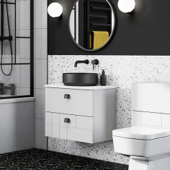 Venice Matt Black Round Counter Top Basin - 350mm Diameter -Croydex shop vct03bla d1