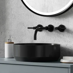 Venice Matt Black Round Counter Top Basin - 350mm Diameter