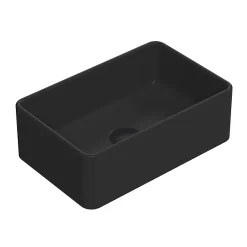 Venice Matt Black Rectangular Counter Top Basin - 365 X 235mm