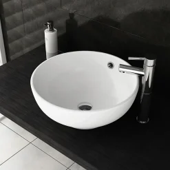 Victorian Plumbing Viva Round Counter Top Basin 0TH - 430mm Diameter 8 Victorian Plumbing Viva Round Counter Top Basin 0TH - 430mm Diameter -Croydex shop ves001 d1