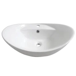 Victorian Plumbing Faro Oval Counter Top Basin With Mono Basin Mixer (590 X 395mm)
