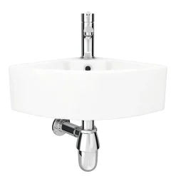 Victorian Plumbing Bermuda Corner Cloakroom Basin 1TH - 335 X 335mm -Croydex shop ves067 new d3