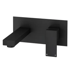 Arezzo Square Black Wall Mounted Basin Tap + 410 X 410mm Counter Top Basin -Croydex shop ves983cas30blk d1