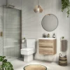 Venice Linea Rustic Oak Cloakroom Suite (Wall Hung Vanity + Toilet) -Croydex shop vl5oakv detail04