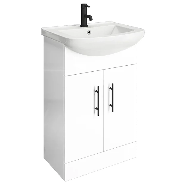 Venice 560mm Gloss White Vanity Unit With Matt Black Handles + Toilet Package 5 Venice 560mm Gloss White Vanity Unit With Matt Black Handles + Toilet Package - Image 3