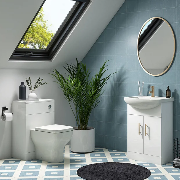 Venice 665mm Gloss White Vanity Unit With Brushed Brass Handles + Toilet Package 4 Venice 665mm Gloss White Vanity Unit With Brushed Brass Handles + Toilet Package - Image 2