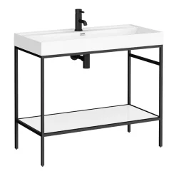 Venice Matt Black 1000mm Framed Washstand And Basin Inc. Tap + Bottle Trap 9 Venice Matt Black 1000mm Framed Washstand And Basin Inc. Tap + Bottle Trap -Croydex shop vnws100t l