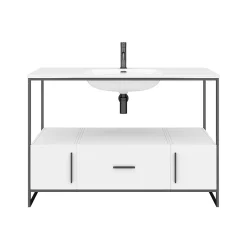 Venice 1200 Black Frame Basin Washstand Incl. Solid Stone Basin -Croydex shop vws12 n d5