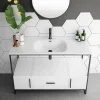 Venice 1200 Black Frame Basin Washstand Incl. Solid Stone Basin -Croydex shop vws12detail1