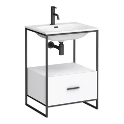 Venice 600 Black Frame Basin Washstand With Toilet -Croydex shop vws6bs d1