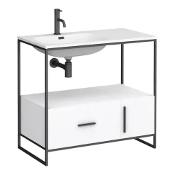 Venice 900 Black Frame Basin Washstand With Toilet -Croydex shop vws9bsd1