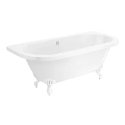 Victorian Plumbing Admiral 1685 Back To Wall Roll Top Bath + White Leg Set -Croydex shop whtadmiral1685bd2a