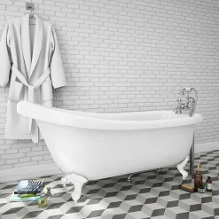 Victorian Plumbing Oxford 1710 Roll Top Slipper Bath + White Leg Set -Croydex shop whtox1710b nd3