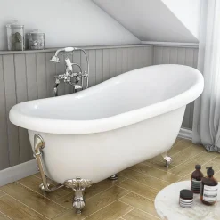 Victorian Plumbing Winchester Traditional Free Standing Roll Top Slipper Bathroom Suite (1550mm) -Croydex shop win1550slippersuited2