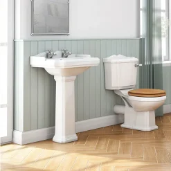 Victorian Plumbing Winchester 2TH Traditional Bathroom Suite (incl. Basin Taps + Luxury Cistern Lever) -Croydex shop win5pc2th n d1