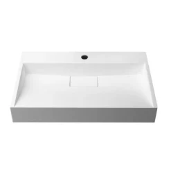 Arezzo 600mm Wall Mounted / Countertop Stone Resin Basin With Hidden Waste Cover -Croydex shop wmc6pmb d3