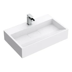 Arezzo 600mm Wall Mounted / Countertop Stone Resin Basin With Hidden Waste Cover -Croydex shop wmc6pmb d4