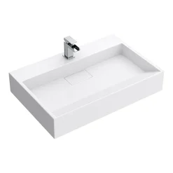 Arezzo 700mm Wall Mounted / Countertop Stone Resin Basin With Hidden Waste Cover -Croydex shop wmc7pmb d4